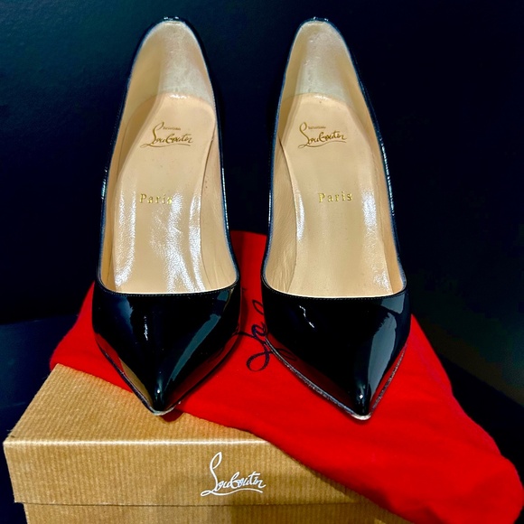 Christian Louboutin Pigalle Follies 100 Black Patent Pumps w/ Box & Dust Bag - Picture 2 of 4